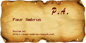 Paur Ambrus névjegykártya